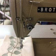 Sewing machine stitching curtains