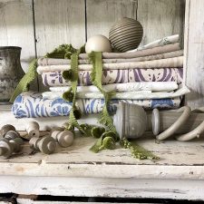 Pile of patterned fabric