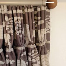Beige and brown patterned curtains