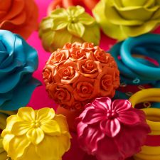 Neon floral ball finials