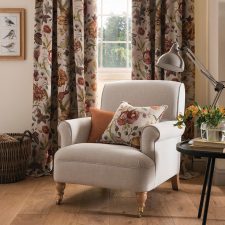 Botanical/floral patterned autumnal cushions and curtains
