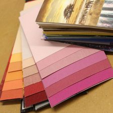 Blind sample books showing warm colours